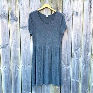 Grey Cotton Drop-waist Dress